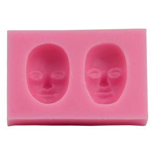 Pink silicone mold with dual face-mask design for fondant and DIY baking tools