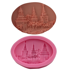 Classic Castle Silicone Mold DIY Fondant Cake Baking Tool For Soap Chocolate Jelly Muffin Moscow Architecture 3D Relief Mold