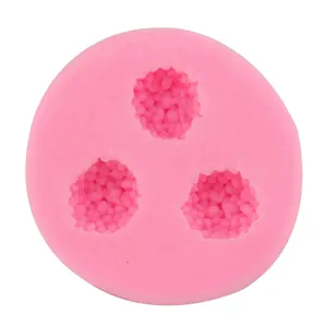 Pink silicone cake mold with 3 cavities for 3D berry-shaped fondant and chocolate