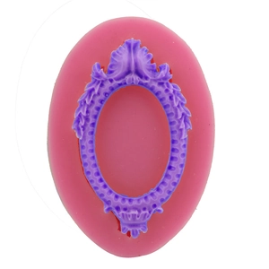 Baroque Lace Oval Mirror Silicone Cake Mold Relief Frame Fondant Chocolate Baking DIY Tool Kitchen Bakeware Accessory