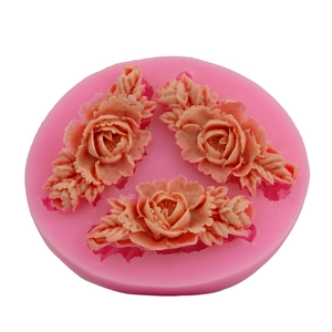 3-Flower With Leaf Silicone Cake Mold DIY Fondant Baking Tool Rose Pattern Chocolate Soap Mold Kitchen Baking Accessory