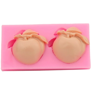 Stampo per Torte in Silicone a Forma di Pesca Con Design a Foglia 3D Fai-da-te Fondente Per Cioccolato Gelatina Sapone