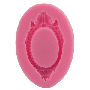 Pink baroque oval frame silicone cake mold with embossed pattern for DIY baking