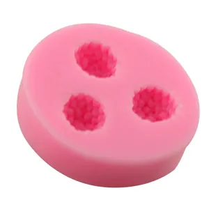 Pink 3-cavity berry silicone mold for fondant baking and DIY handmade soap craft