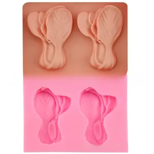 Close-up of silicone cabbage leaf molds for fondant with detailed plant textures
