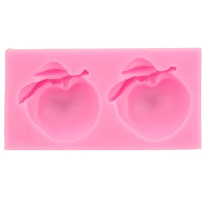 Stampo in silicone a forma di pesca rosa con foglie per pasticceria e saponi fai da te