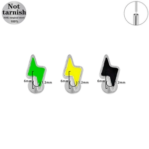 Piercing per labbra a fulmine in acciaio 316L nei colori giallo, verde e nero