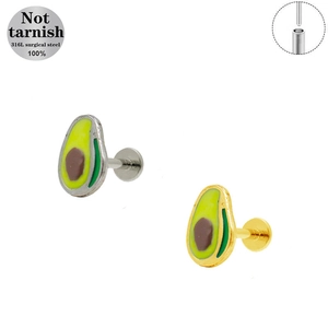 Flache Avocado-Ohrstecker aus Chirurgenstahl 316L in Gold und Silber Finish