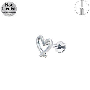 Detail view of 316L surgical steel heart stud with anti-tarnish metal texture