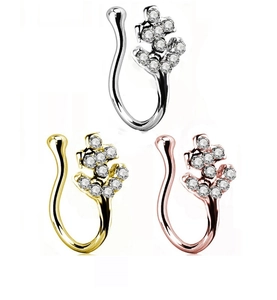 Détails des faux piercings de nez en forme de U en finitions argent, or et or rose