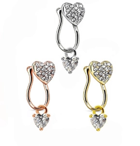 Copper Rhinestone Heart Nose Cuff Non-pierced U-shaped Evil Eye Snake Star Nose Ring Fashion Body Jewelry For Women