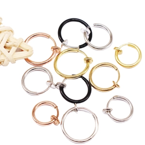 Polished spring clip hoop earrings set in gold silver black and rose gold finishes