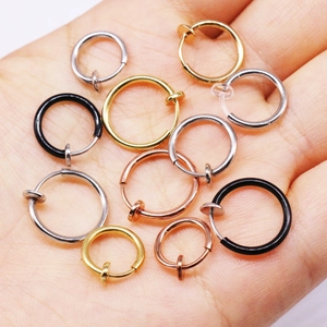 Versatile copper spring hoop nose rings and ear clips in gold, silver, and black finishes