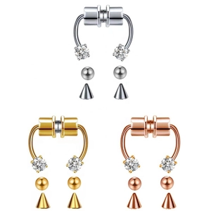 Magnetisches Septum-Nasenring-Set mit Zirkonia in Silber Gold und Roségold für Damen