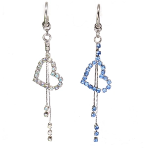 Fashion Heart Tassel Belly Ring Non Piercing Ear Clip Dual Use Brass Rhinestone Body Jewelry For Women Party Gift Accessory