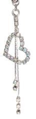 Sparkling silver heart belly ring pendant with shimmering double tassel chains and crystals