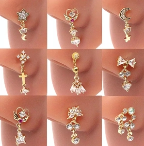 Piercing al Naso in Acciaio Inossidabile Con Ciondolo Cuore Farfalla Stella Luna Croce Strass Gioielli per il Corpo da Donna