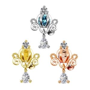 Lot de trois boucles d'oreilles carrosse de citrouille en argent or et or rose