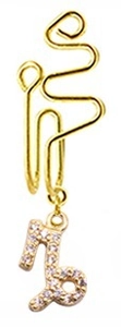 Gold-toned zodiac Capricorn constellation nose clip with white zircon pendant