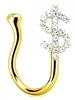 U-shaped non-piercing gold nose clip with crystal-encrusted dollar sign design
