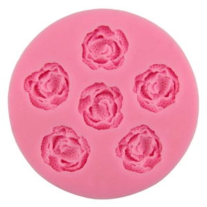 Pink silicone 6-cavity rose cake mold for DIY baking and handmade soap making