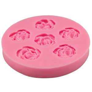 Pink 6-cavity small rose silicone mold for DIY baking, soap making, and chocolates