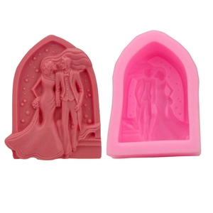 Silicone Wedding Bride And Groom Cake Mold DIY Fondant Baking Tools Embossed Couple Chocolate Soap Clay Craft Decorative Mold