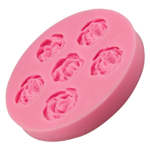 Pink 6-cavity rose silicone mold for cake, chocolate, and DIY handmade soap crafting