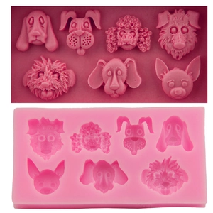 3D Dog Breeds Silicone Fondant Mold For Cake Decoration Chocolate Candy Clay Making Tool Poodle Bulldog Dog Head Shapes