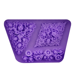 Purple silicone rose and flower wreath mold for chocolate and fondant cake decoration