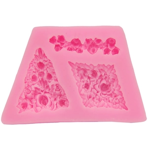 Pink silicone rose flower petal mold for DIY fondant cake baking and chocolate making