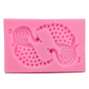 Pink silicone peacock mold for fondant cake decorating and DIY embossing craft tool