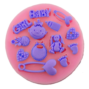 Baby Girl Theme Silicone Fondant Mold DIY Baking Tool For Cake Decoration Chocolate Sugarcraft Pink Round Kitchen Mold