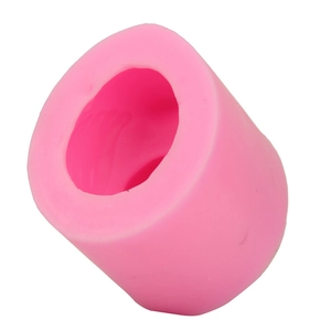 Detail of pink cylindrical silicone mold for DIY 3D duck cake and resin crafts