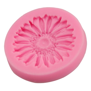 Detailed close-up of pink sunflower silicone mold for fondant and DIY crafts