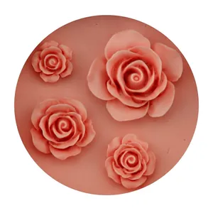 Pink silicone rose flower cake mold for DIY fondant baking and chocolate crafting