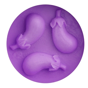 Three-cavity purple eggplant silicone mold for DIY soap making and chocolate baking