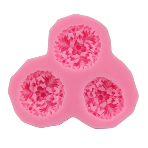 Stampo in silicone rosa a 3 cavità con motivi a fiocco di neve per fondente e dolci