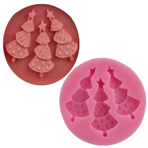 Moule À Gâteau En Silicone À 3 Cavités Sapin De Noël Moule À Fondant Chocolat Glaçons DIY Outils De Cuisine De Cuisson