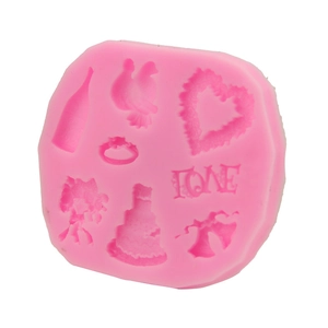 Detailed pink silicone mold with LOVE letters and heart shapes for DIY baking