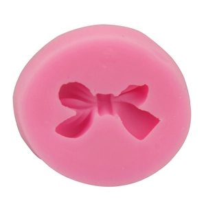 Pink silicone 3D bow tie cake mold for DIY fondant baking and soap making
