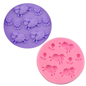 Sheep Flower Silicone Cake Mold DIY Fondant Baking Tool For Chocolate Jelly Ice Cube Tray Embossed Animal Shape Bakeware
