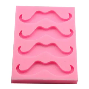 Pink silicone mustache cake mold with 4-cavity design for DIY chocolate baking