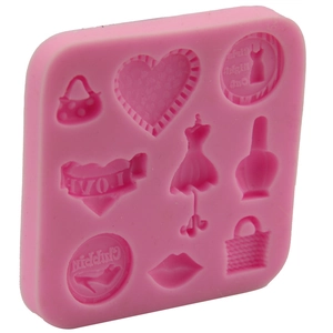 Moule à fondant en silicone rose avec talons hauts et sacs à main pour décoration de gâteau