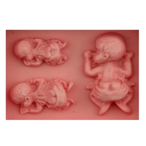 Moule en silicone rose avec relief d'ange bébé pour fondant et décoration de gâteaux détaillés