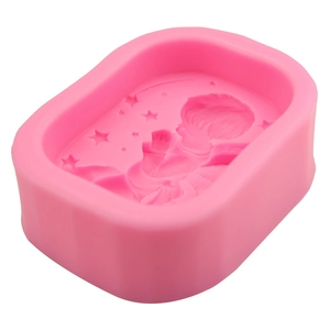Pink 3D little angel and stars silicone mold for DIY soap and fondant baking cakes