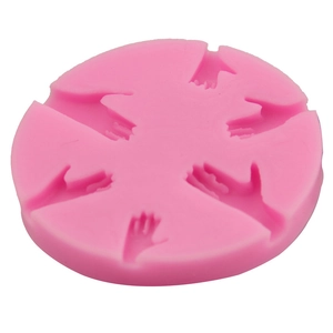 Pink silicone cake mold with palm shapes for DIY soap making and baking tools