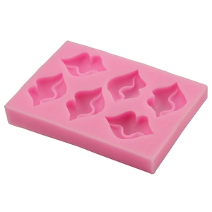 Pink 6-cavity lips shape silicone mold for baking chocolate and fondant decoration