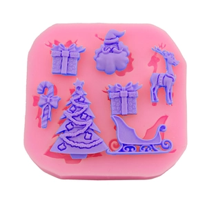 Christmas Silicone Fondant Mold Santa Reindeer Tree Sleigh Chocolate DIY Baking Kitchen Tool Cake Decoration Sugarcraft