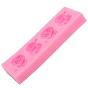 Pink brain shaped silicone fondant mold for 4-cavity DIY chocolate baking and soap making